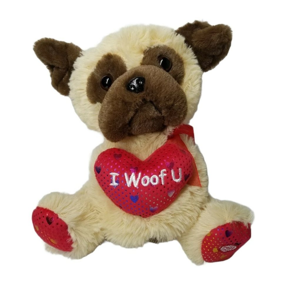 Hugfun International Plush Dog Plays I'm A Love Machine Cheeks Light up & Flash